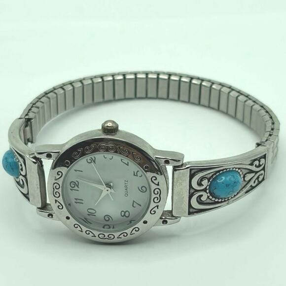 Silver & Turquoise Western Watch - Picture 3 of 4